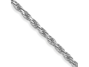 Rhodium Over 14k White Gold 1.30mm Solid Diamond-Cut Rope 24 Inch Chain