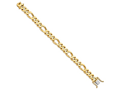 14k Yellow Gold and 14k White Gold 11.8mm Hand-polished Figaro Link Bracelet