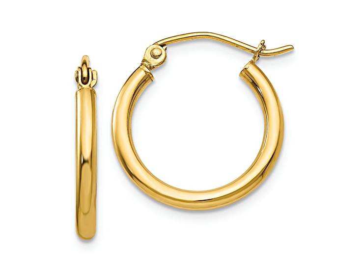 14k Yellow Gold Polished 11/16" Tube Hoop Earrings