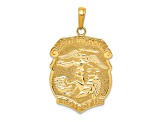 14K Yellow Gold Polished Large Saint Michael Protect Us Medal Pendant