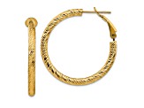 14k Yellow Gold 1 1/4" Diamond-Cut Round Hoop Earrings