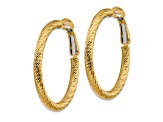 14k Yellow Gold 1 1/4" Diamond-Cut Round Hoop Earrings