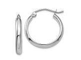 Rhodium Over 10k White Gold 11/16" Polished Hoop Earrings