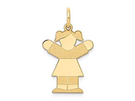 14k Yellow Gold Satin Girl Love Charm