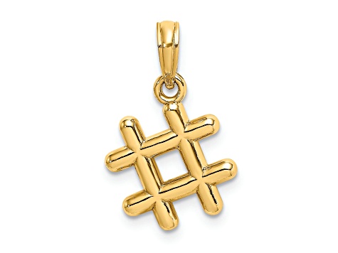 10K Yellow Gold 3D Hashtag Charm