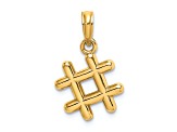 10K Yellow Gold 3D Hashtag Charm