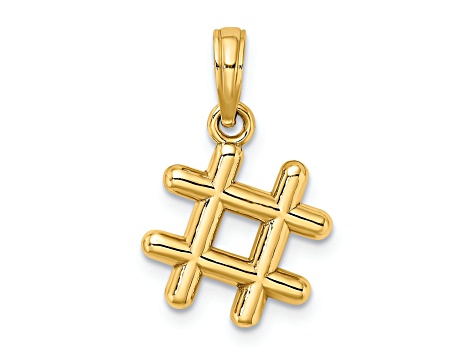 10K Yellow Gold 3D Hashtag Charm