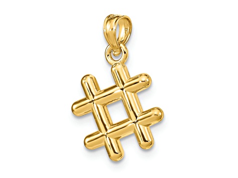 10K Yellow Gold 3D Hashtag Charm