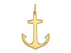 14k Yellow Gold Polished Large Anchor Pendant