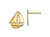 14k Yellow Gold Polished Sailboat Stud Earrings