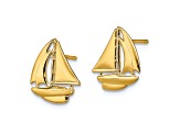 14k Yellow Gold Polished Sailboat Stud Earrings