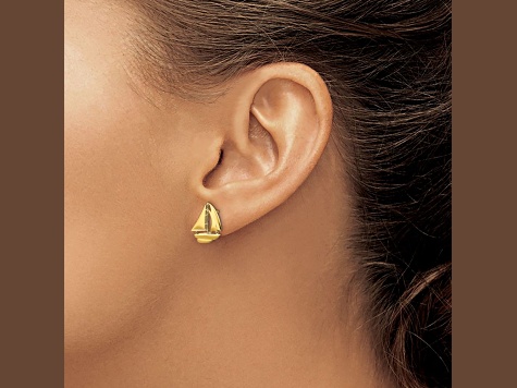 14k Yellow Gold Polished Sailboat Stud Earrings