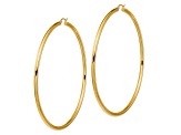 14k Yellow Gold 3 9/16" Polished Round Tube Hoop Earrings
