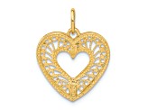 14k Yellow Gold Polished and Diamond-Cut Heart Pendant