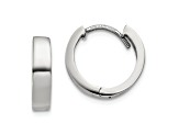 Rhodium Over 10k White Gold 3/8" Round Hinged Hoop Earrings