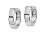 Rhodium Over 10k White Gold 3/8" Round Hinged Hoop Earrings