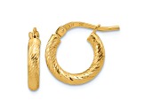 14k Yellow Gold Polished and Diamond-Cut 9/16" Hoop Earrings