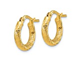 14k Yellow Gold Polished and Diamond-Cut 9/16" Hoop Earrings