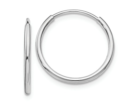 Rhodium Over 10k White Gold 5/8" Endless Hoop Earrings