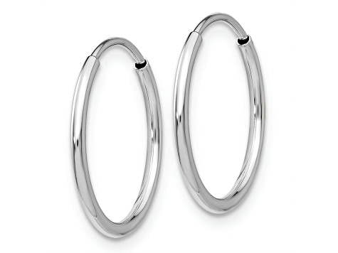 Rhodium Over 10k White Gold 5/8" Endless Hoop Earrings