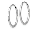 Rhodium Over 10k White Gold 5/8" Endless Hoop Earrings