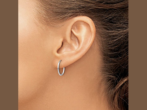 Rhodium Over 10k White Gold 5/8" Endless Hoop Earrings