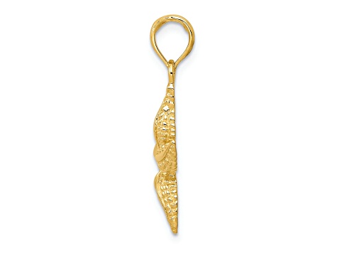 14k Yellow Gold Textured Starfish Pendant