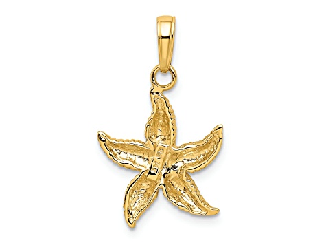 14k Yellow Gold Textured Starfish Pendant