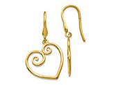 14k Yellow Gold Heart Dangle Earrings