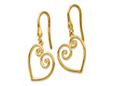 14k Yellow Gold Heart Dangle Earrings