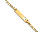 10k Yellow Gold Cut-out Heart Flat Mariner Link ID Bracelet