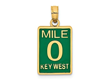 Picture of 14k Yellow Gold Enameled Mile Marker 0/ KEY WEST Charm