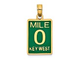 14k Yellow Gold Enameled Mile Marker 0/ KEY WEST Charm