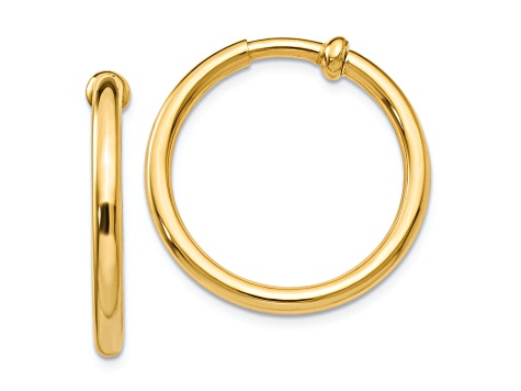 14k Yellow Gold 13/16" Non-Pierced Hoop Earrings