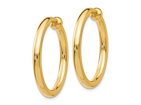 14k Yellow Gold 13/16" Non-Pierced Hoop Earrings