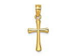 14k Yellow Gold Polished Beveled Cross with Round tips Charm