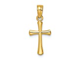 14k Yellow Gold Polished Beveled Cross with Round tips Charm