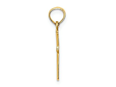 14k Yellow Gold Polished Beveled Cross with Round tips Charm