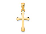 14k Yellow Gold Polished Beveled Cross with Round tips Charm