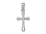 Rhodium Over 14k White Gold Polished Beveled Cross with Round tips Charm