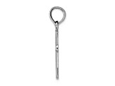 Rhodium Over 14k White Gold Polished Beveled Cross with Round tips Charm