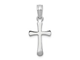 Rhodium Over 14k White Gold Polished Beveled Cross with Round tips Charm