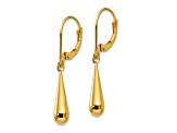 14K Yellow Gold Teardrop Dangle Leverback Earrings