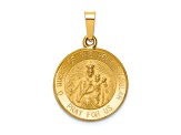 14K Yellow Gold Queen Of The Holy Scapular Reversible Medal Hollow Pendant