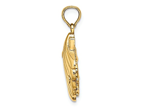 14k Yellow Gold 3D Textured Reversible Starfish and Coral in Shell Charm