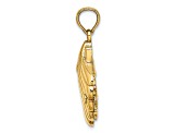 14k Yellow Gold 3D Textured Reversible Starfish and Coral in Shell Charm