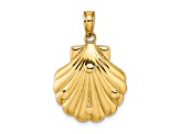 14k Yellow Gold 3D Textured Reversible Starfish and Coral in Shell Charm
