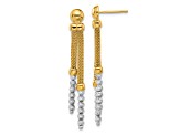 14K Two-tone Polished and Diamond-cut Beaded Dangle Post Earrings