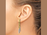 14K Two-tone Polished and Diamond-cut Beaded Dangle Post Earrings