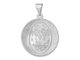 Rhodium Over 14k White Gold Polished and Satin Miraculous Medal Pendant